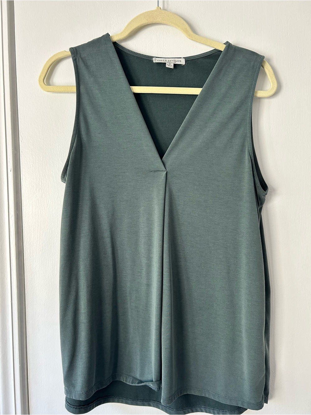 Green Envelope Sleeveless V-Neck Camisole in Slate Green